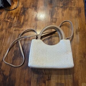 Vintage Fossil- Woven Straw Crossbody Bag with Taupe Trim